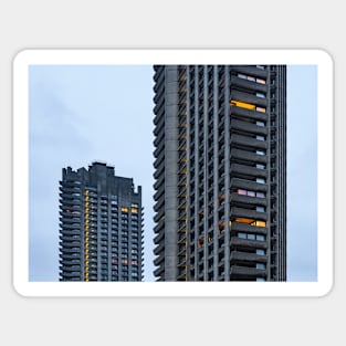 Barbican building at twilight Sticker